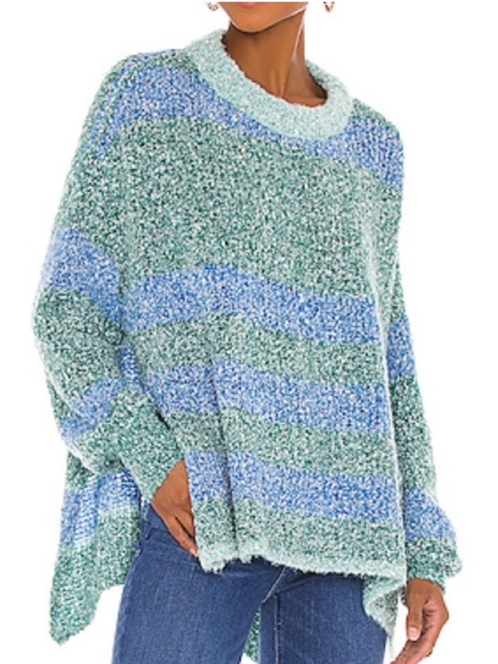 Free People BRB Tunic Striped Bouclé Crewneck Sweater in Endless Combo
